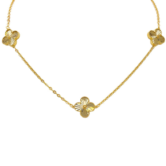 22ct Yellow Gold Three Flower Necklace 18 Inches Width 13.5mm  Diamond Bracelets