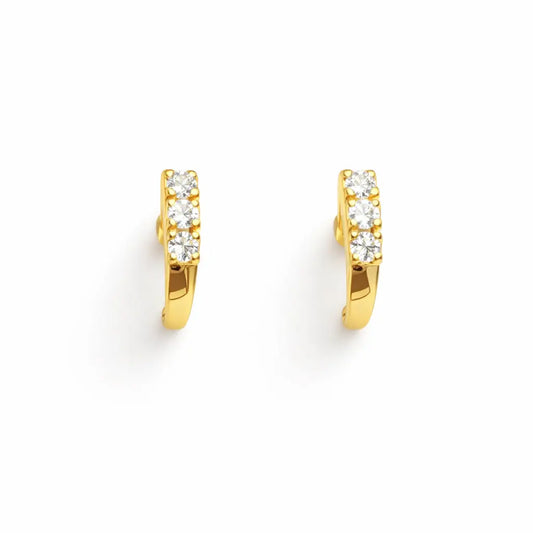 22ct Yellow Gold Three Stone Half Hoop Earrings 8mm  Gold earring