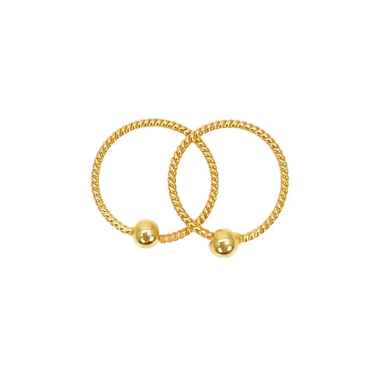 22ct Yellow Gold Tiny Dainty Rope Hoop Huggie Children's Earrings 8mm Diameter 
