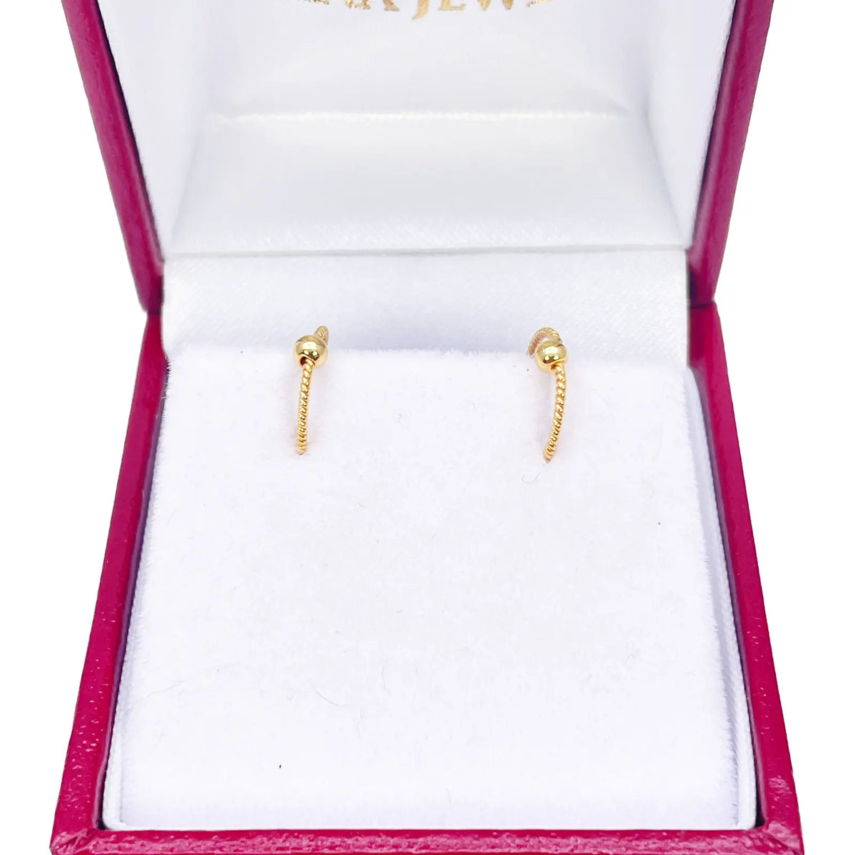 22ct Yellow Gold Tiny Dainty Rope Hoop Huggie Children's Earrings 8mm Diameter 