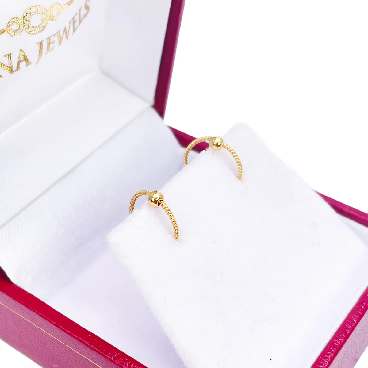 22ct Yellow Gold Tiny Dainty Rope Hoop Huggie Children's Earrings 8mm Diameter 