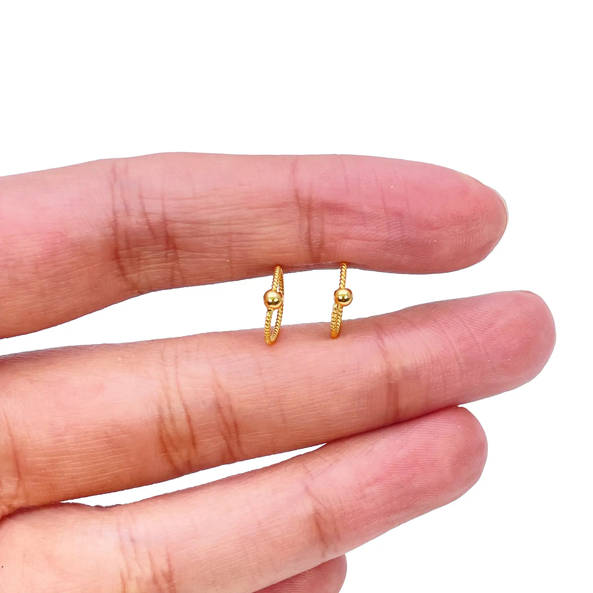 22ct Yellow Gold Tiny Dainty Rope Hoop Huggie Children's Earrings 8mm Diameter 