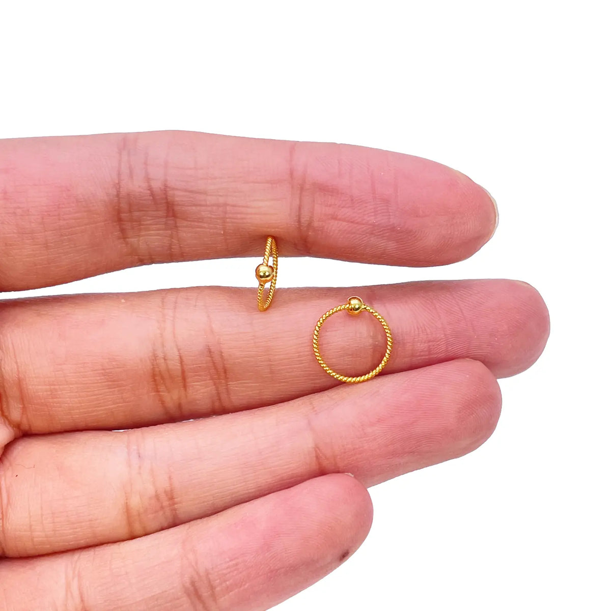 22ct Yellow Gold Tiny Dainty Rope Hoop Huggie Children's Earrings 8mm Diameter 