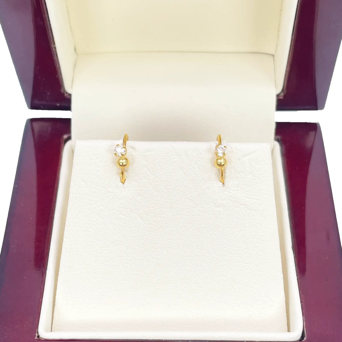 22ct Yellow Gold Tiny Sparkly Cubic Zirconia Hoop Huggie Children's Earrings 8.8 Diameter 
