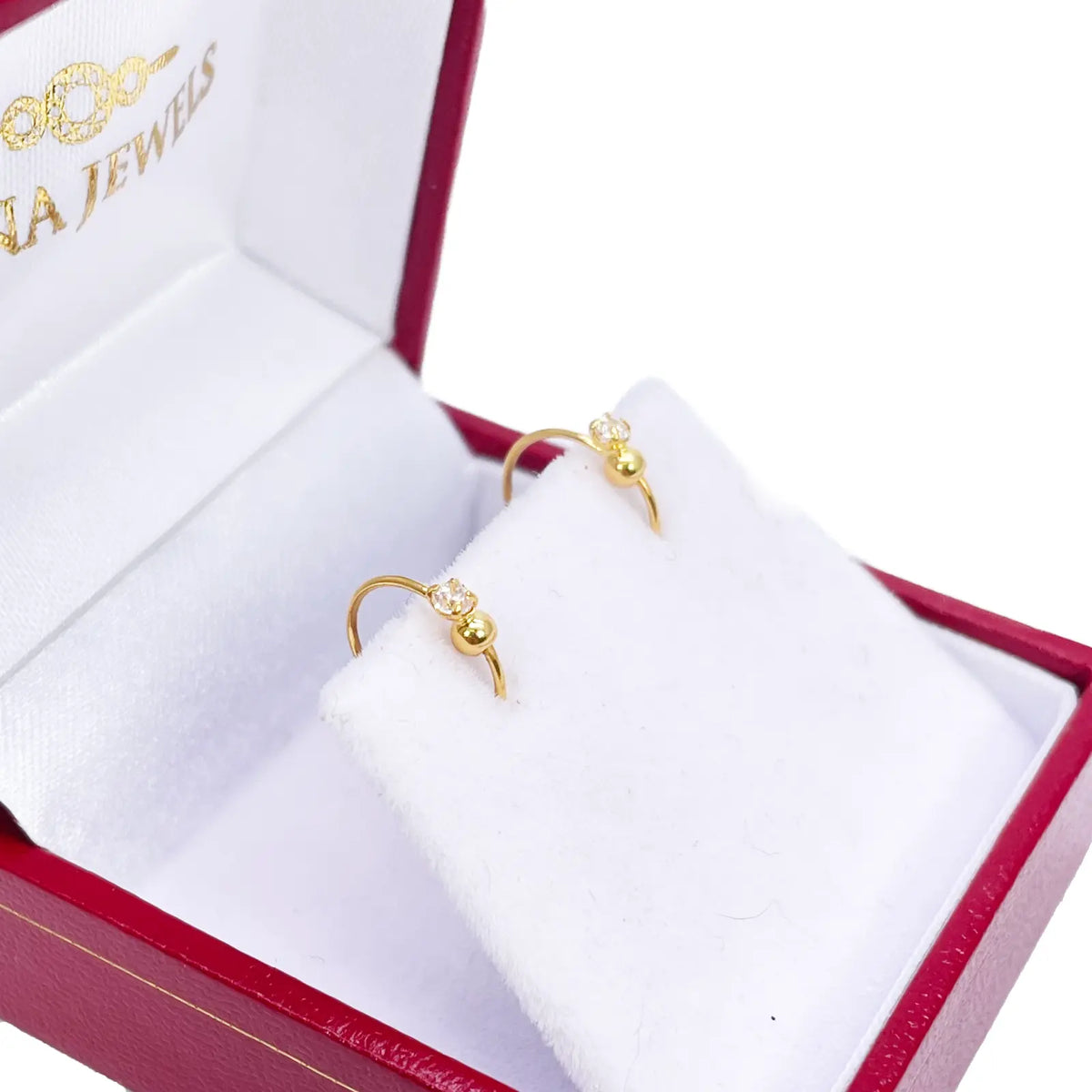22ct Yellow Gold Tiny Sparkly Cubic Zirconia Hoop Huggie Children's Earrings 8.8 Diameter 