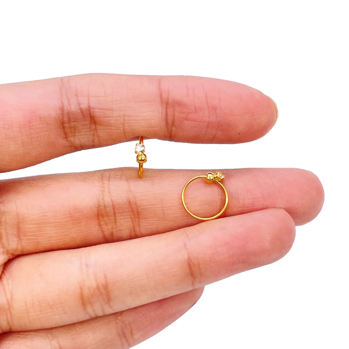 22ct Yellow Gold Tiny Sparkly Cubic Zirconia Hoop Huggie Children's Earrings 8.8 Diameter 