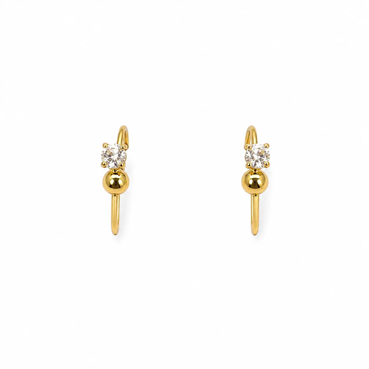 22ct Yellow Gold Tiny Sparkly Cubic Zirconia Hoop Huggie Children's Earrings 8.8 Diameter  Children's gold earring