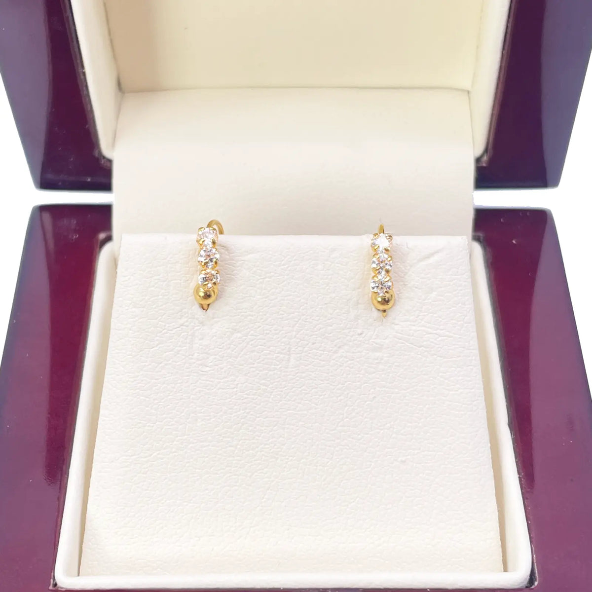 22ct Yellow Gold Tiny Sparkly Hoop Huggie Children's Earrings 8.4mm Diameter  Diamond Bracelets