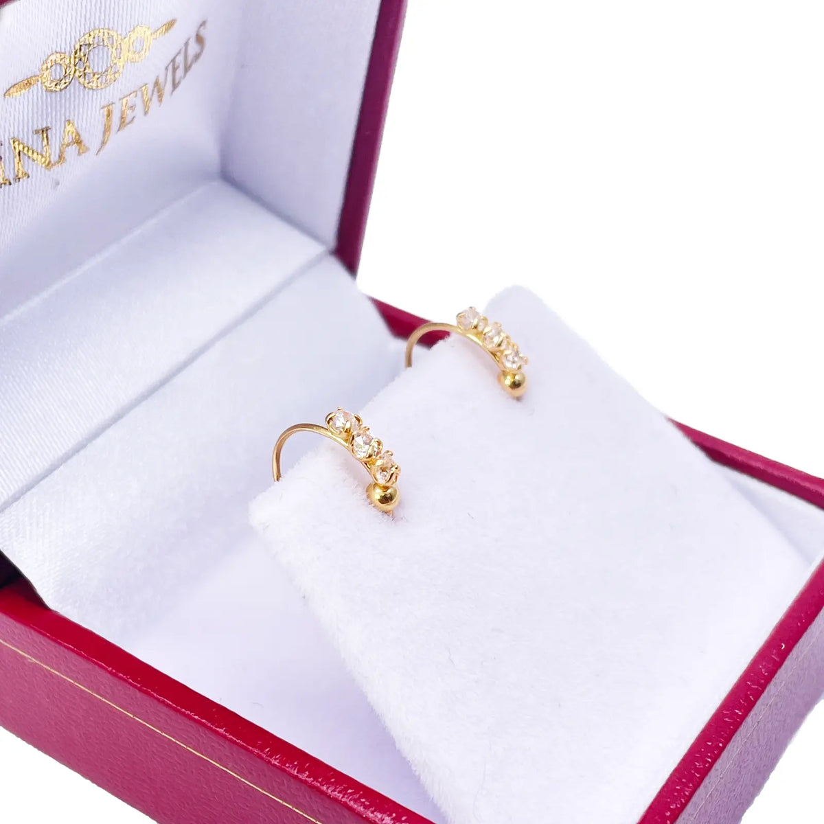 22ct Yellow Gold Tiny Sparkly Hoop Huggie Children's Earrings 8.4mm Diameter  Diamond Bracelets