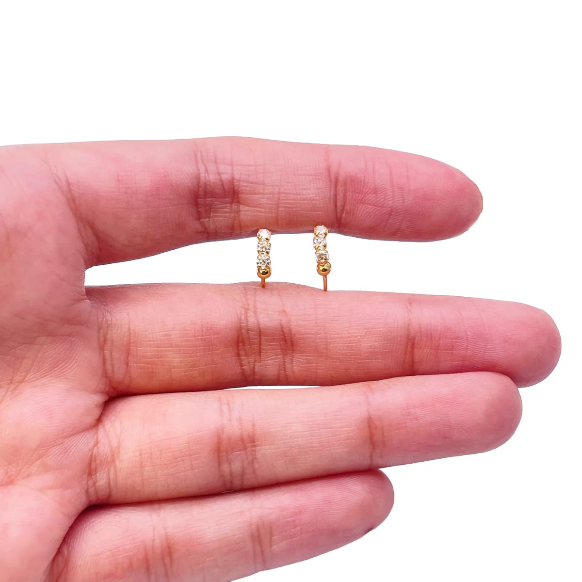 22ct Yellow Gold Tiny Sparkly Hoop Huggie Children's Earrings 8.4mm Diameter  Diamond Bracelets