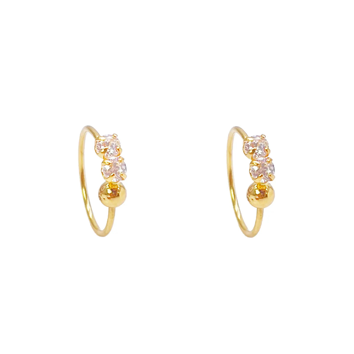 22ct Yellow Gold Tiny Sparkly Hoop Huggie Children's Earrings 9mm Diameter 