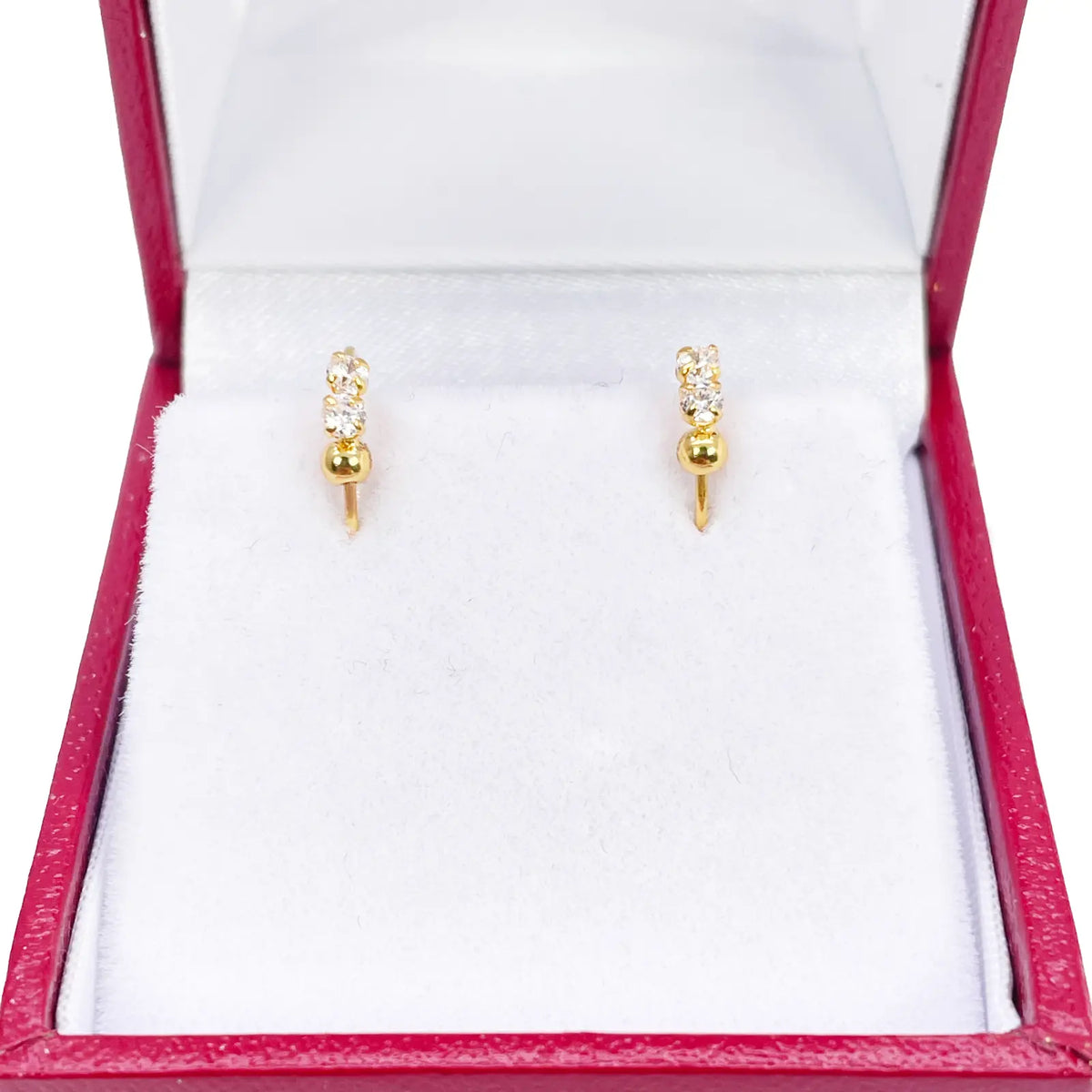 22ct Yellow Gold Tiny Sparkly Hoop Huggie Children's Earrings 9mm Diameter 
