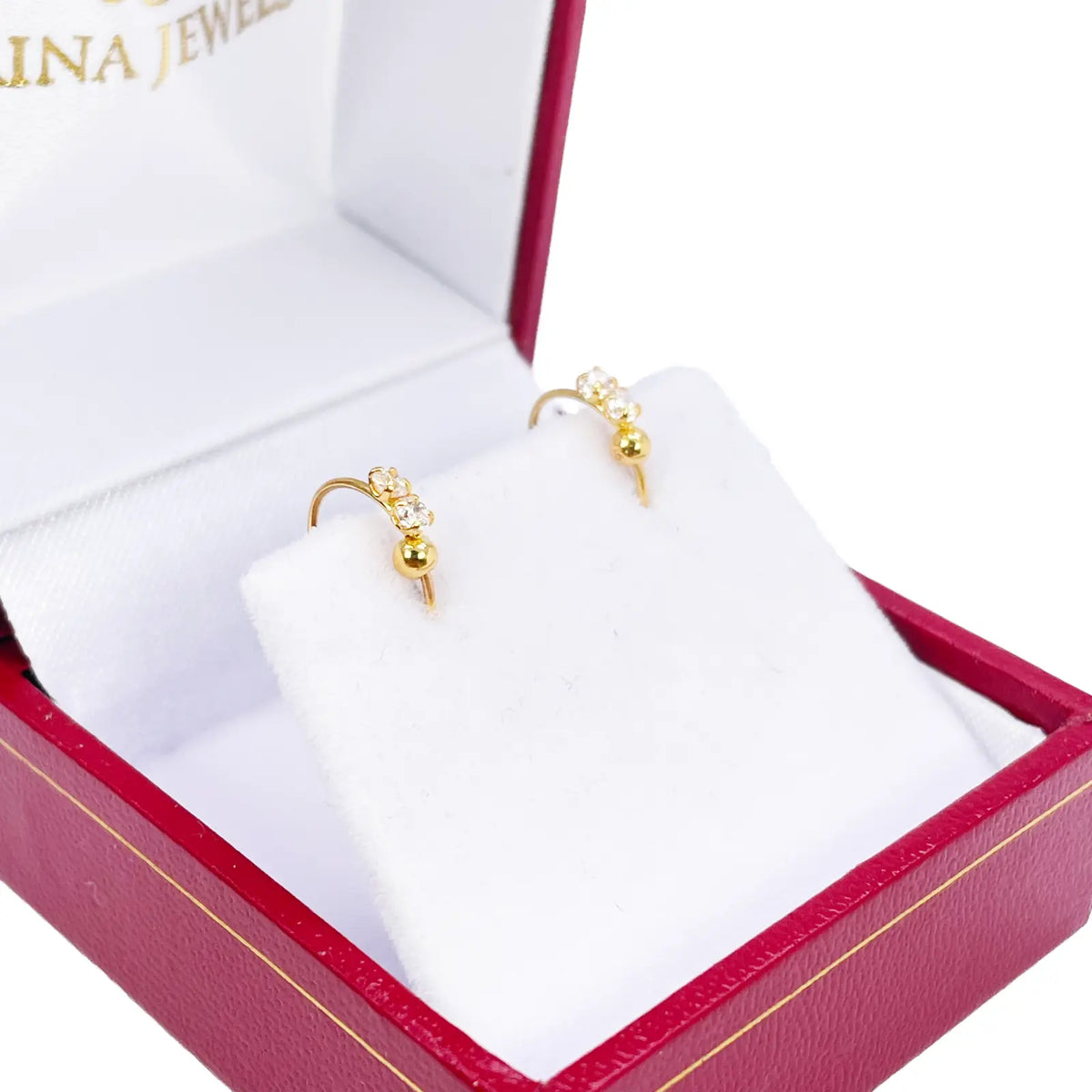 22ct Yellow Gold Tiny Sparkly Hoop Huggie Children's Earrings 9mm Diameter 