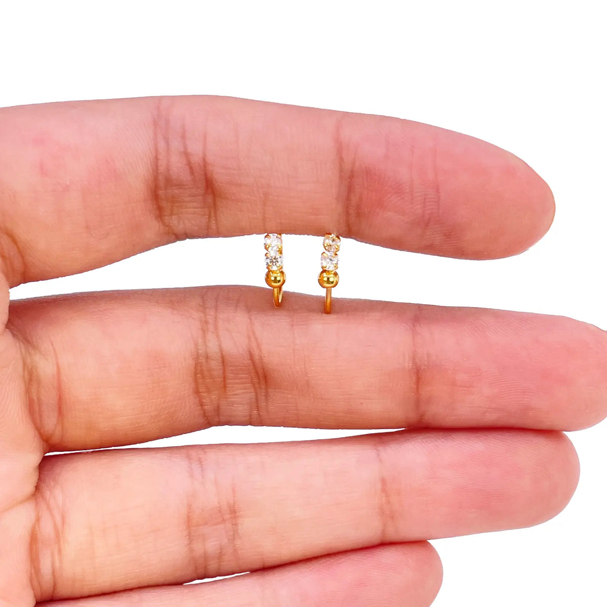 22ct Yellow Gold Tiny Sparkly Hoop Huggie Children's Earrings 9mm Diameter 