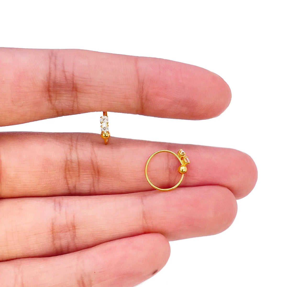 22ct Yellow Gold Tiny Sparkly Hoop Huggie Children's Earrings 9mm Diameter 