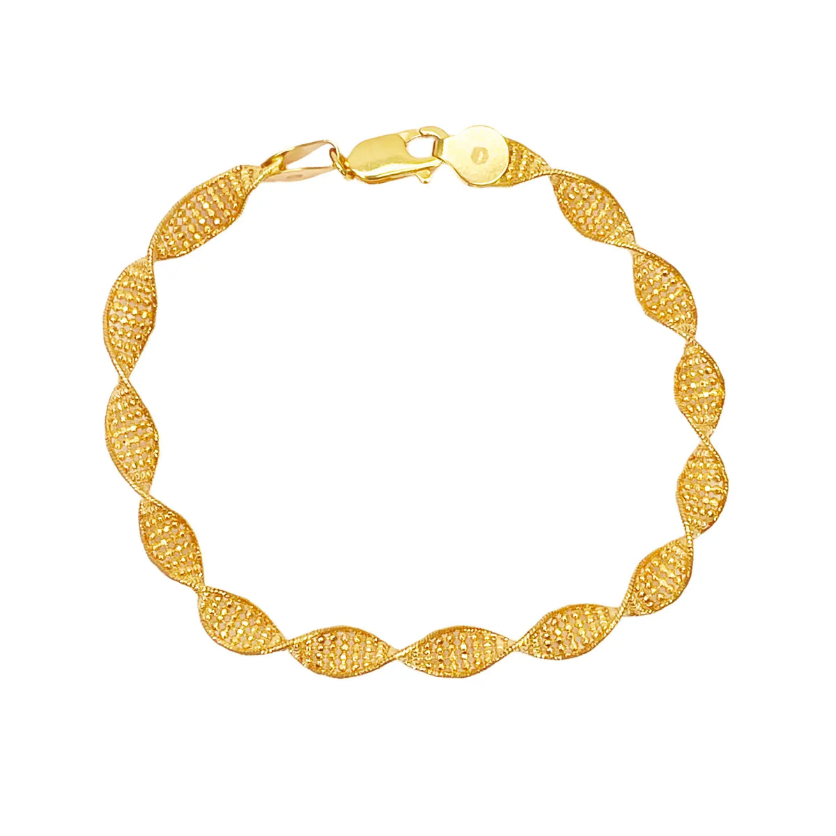 22ct Yellow Gold Twisted Mesh Bracelet 7 inches 5.2mm width 