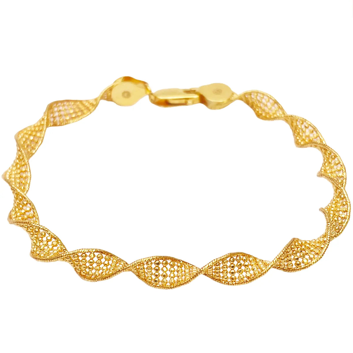 22ct Yellow Gold Twisted Mesh Bracelet 7 inches 5.2mm width 
