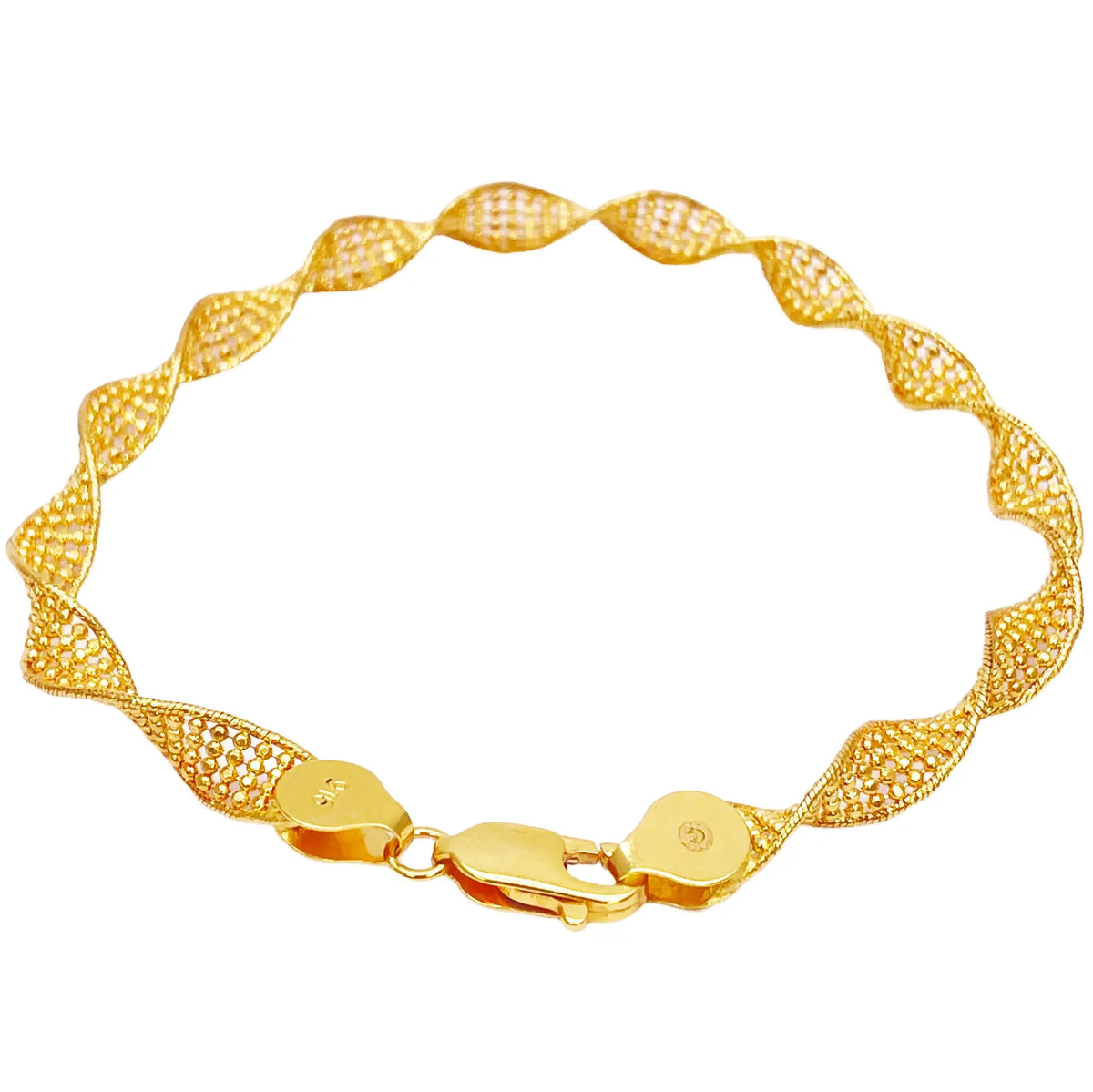22ct Yellow Gold Twisted Mesh Bracelet 7 inches 5.2mm width 