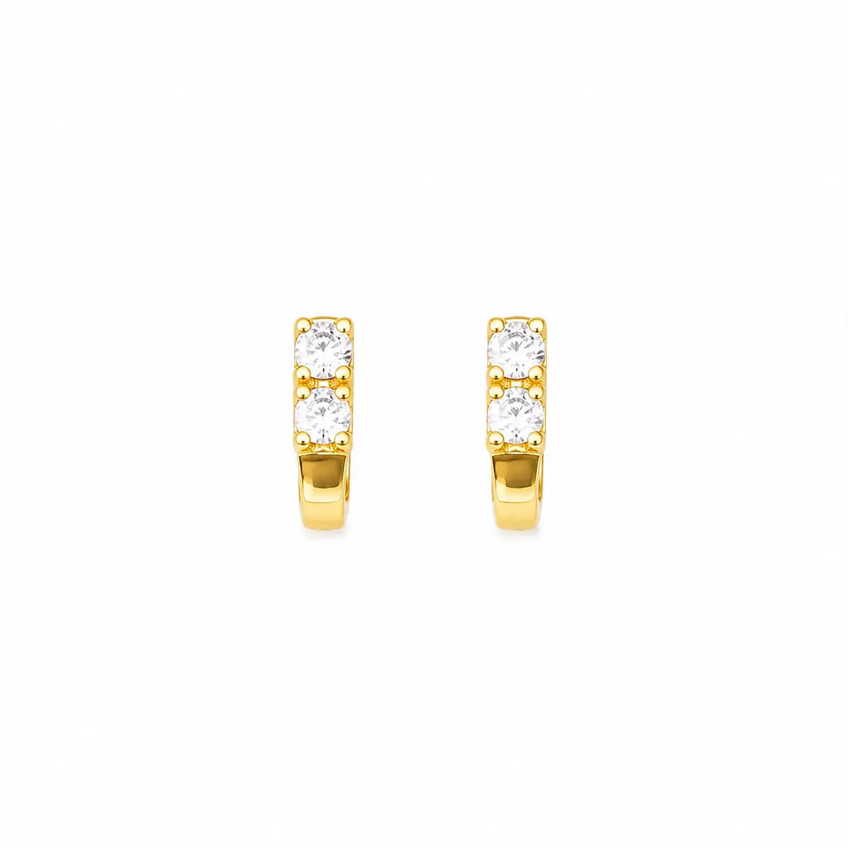 22ct Yellow Gold Two Stone Cubic Zirconia Half Hoop Childrens Earrings 6mm  Children's gold earring
