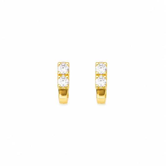 22ct Yellow Gold Two Stone Cubic Zirconia Half Hoop Childrens Earrings 6mm  Children's gold earring