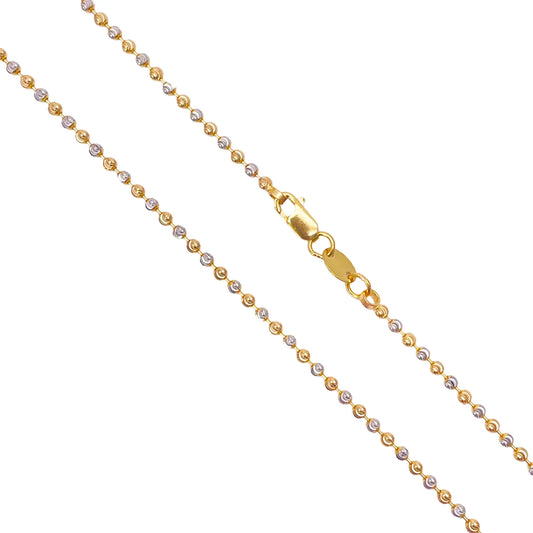 22ct Yellow Gold Two-Tone Diamond-Cut Ball Beaded Chain Necklace 1.9mm  Gold Necklcae