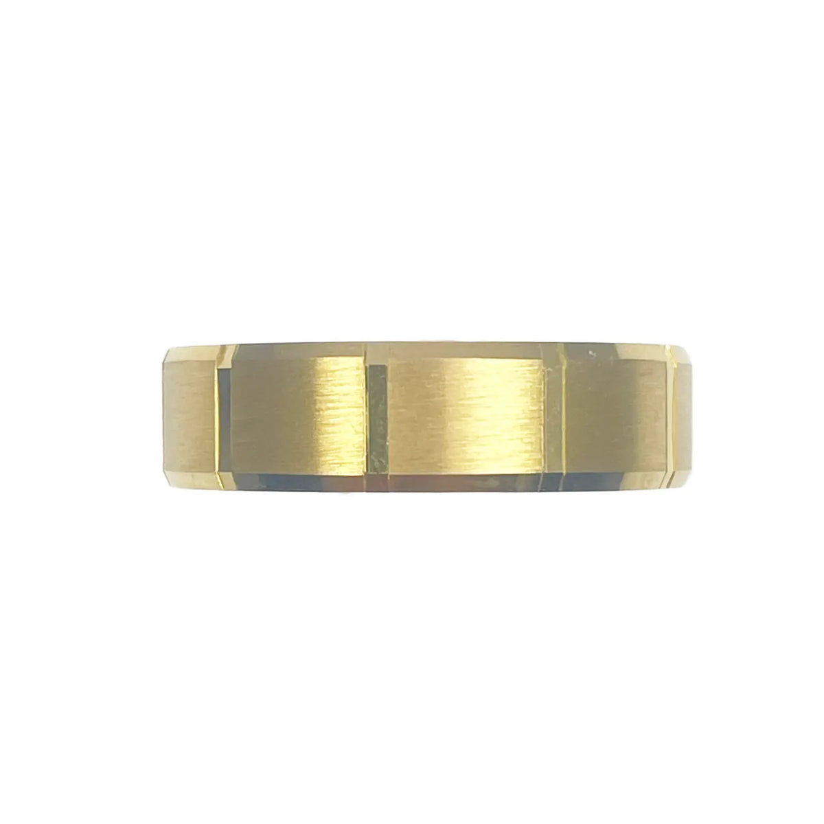 22ct Yellow Gold Two Tone Wedding Band 6mm Square Matt Finish & Bevelled Edges 