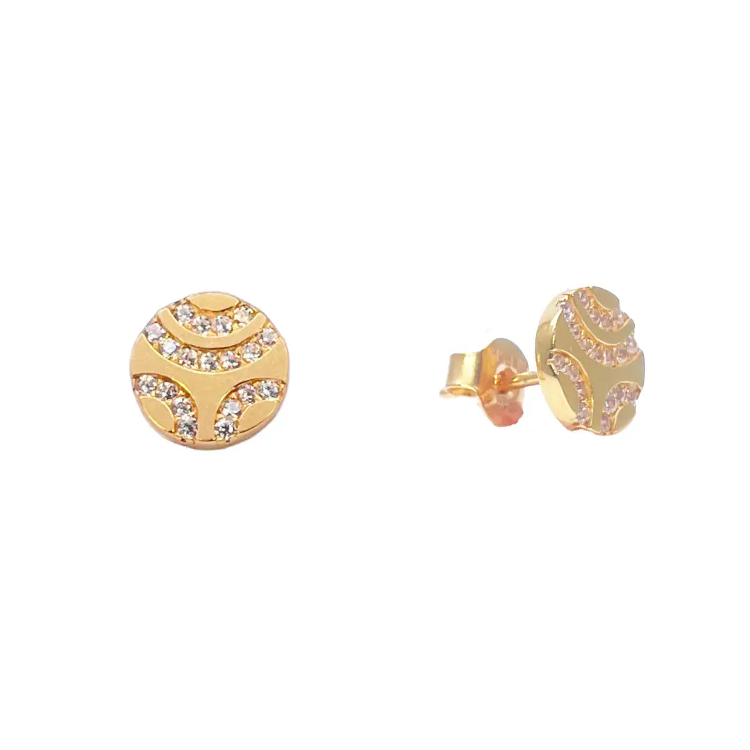 22ct Yellow Gold Unique Round Flat Button Style Stud Earrings 8mm  Gold earring