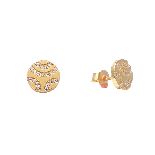 22ct Yellow Gold Unique Round Flat Button Style Stud Earrings 8mm  Gold earring