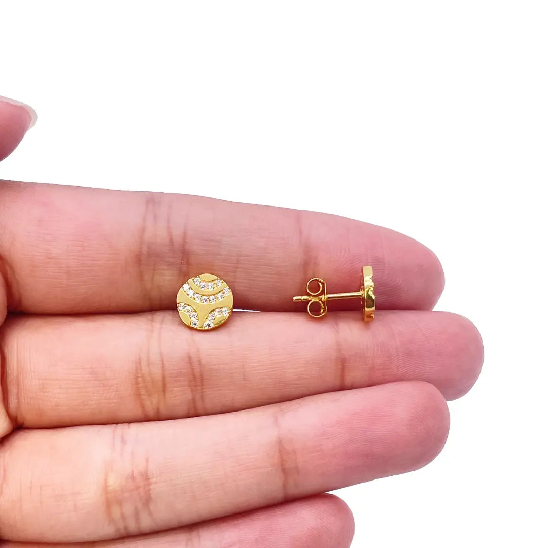 22ct Yellow Gold Unique Round Flat Button Style Stud Earrings 8mm  Gold earring