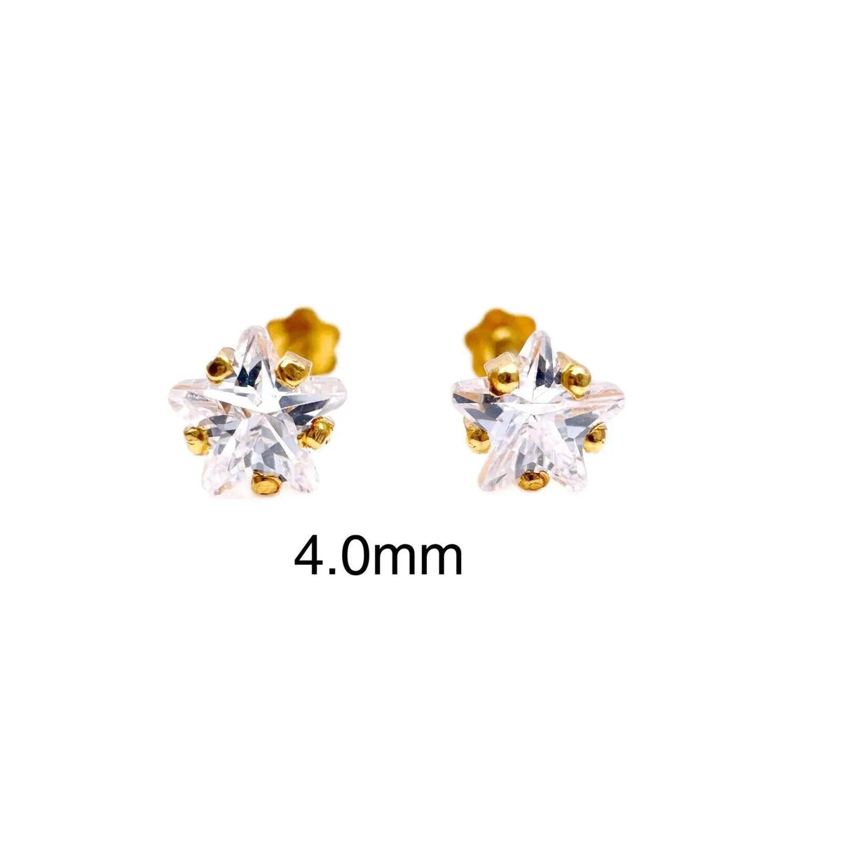 22ct Yellow Gold & Cubic Zirconia Children Stud Earrings Durable Steam 3.0-4.5MM 