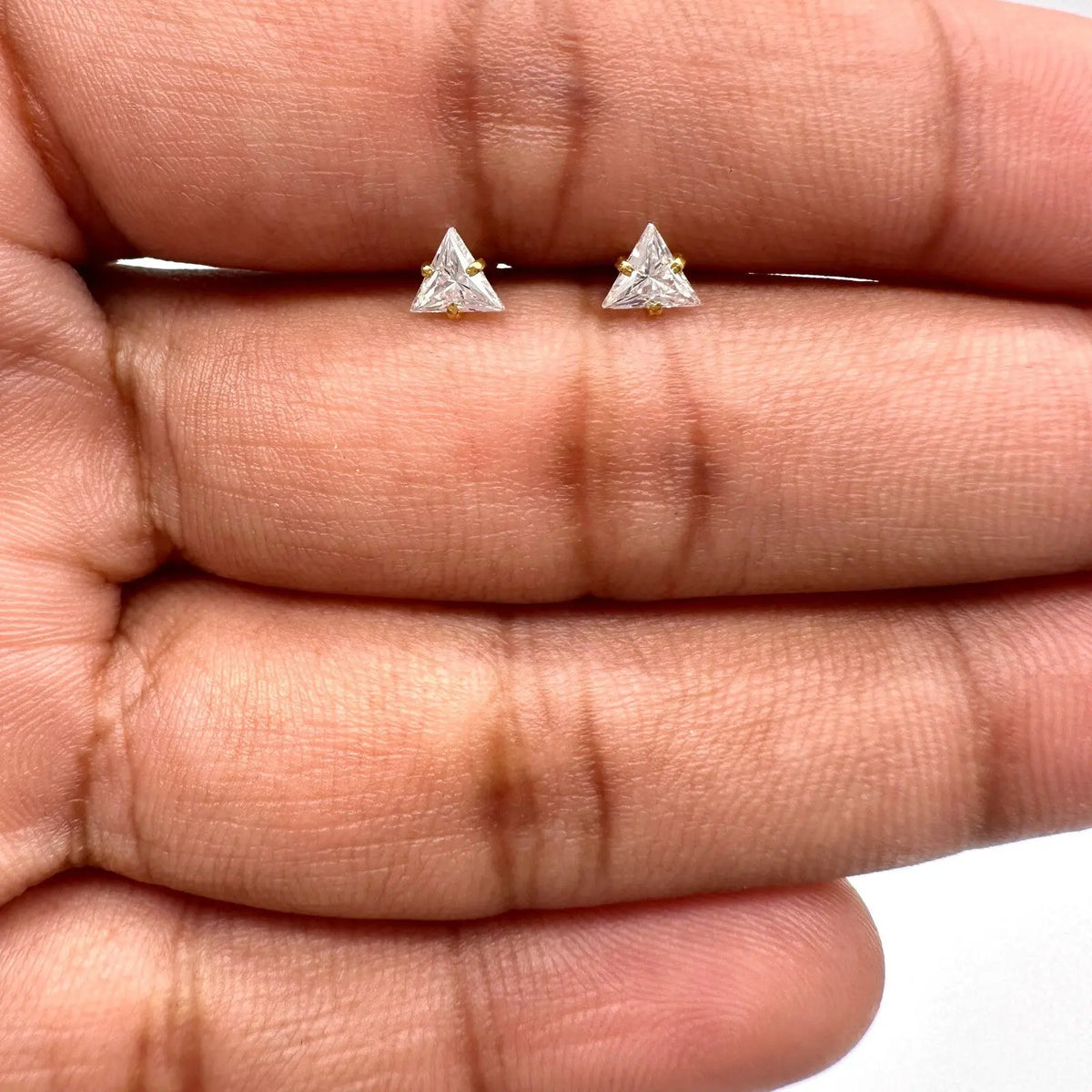 22ct Yellow Gold & Cubic Zirconia Children's Stud Earrings 3.5/3.0/4.0/4.5MM - Raina Jewels