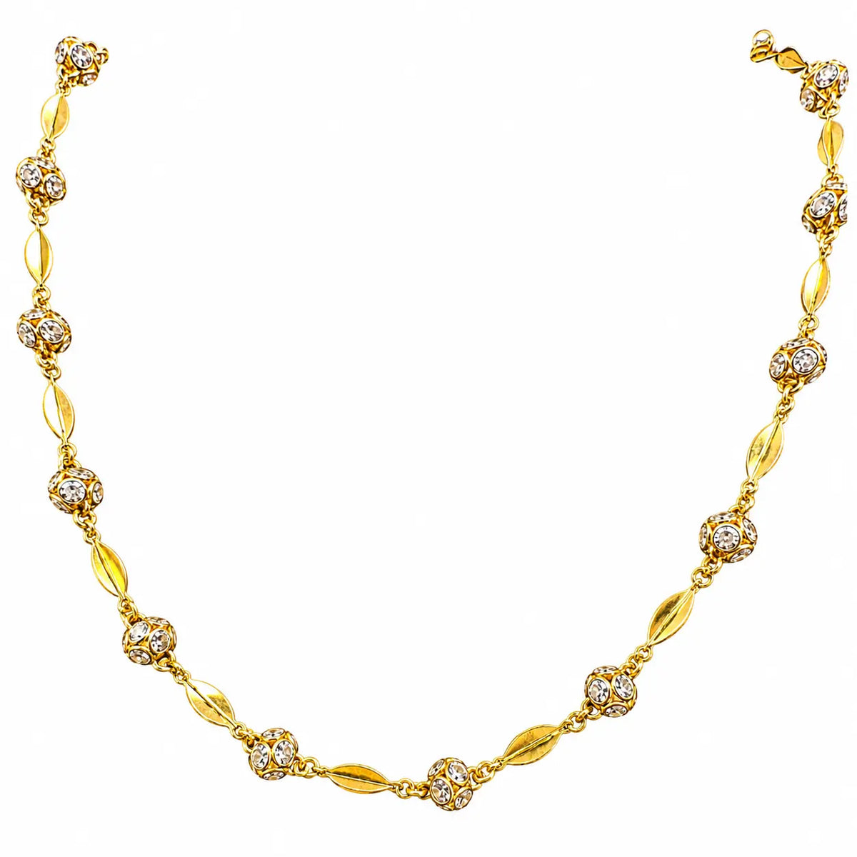 22ct Yellow Gold & Cubic Zirconia Glitter Ball Long Chain Necklace, 26 inch  Gold Necklace