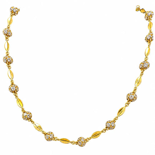 22ct Yellow Gold & Cubic Zirconia Glitter Ball Long Chain Necklace, 26 inch  Gold Necklace