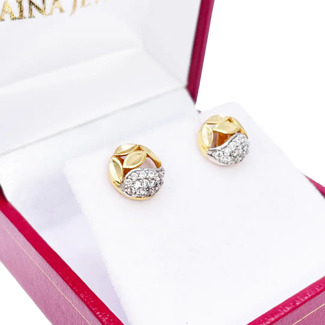 22ct Yellow Gold & Cubic Zirconia Stud Earrings, 3.0gm 