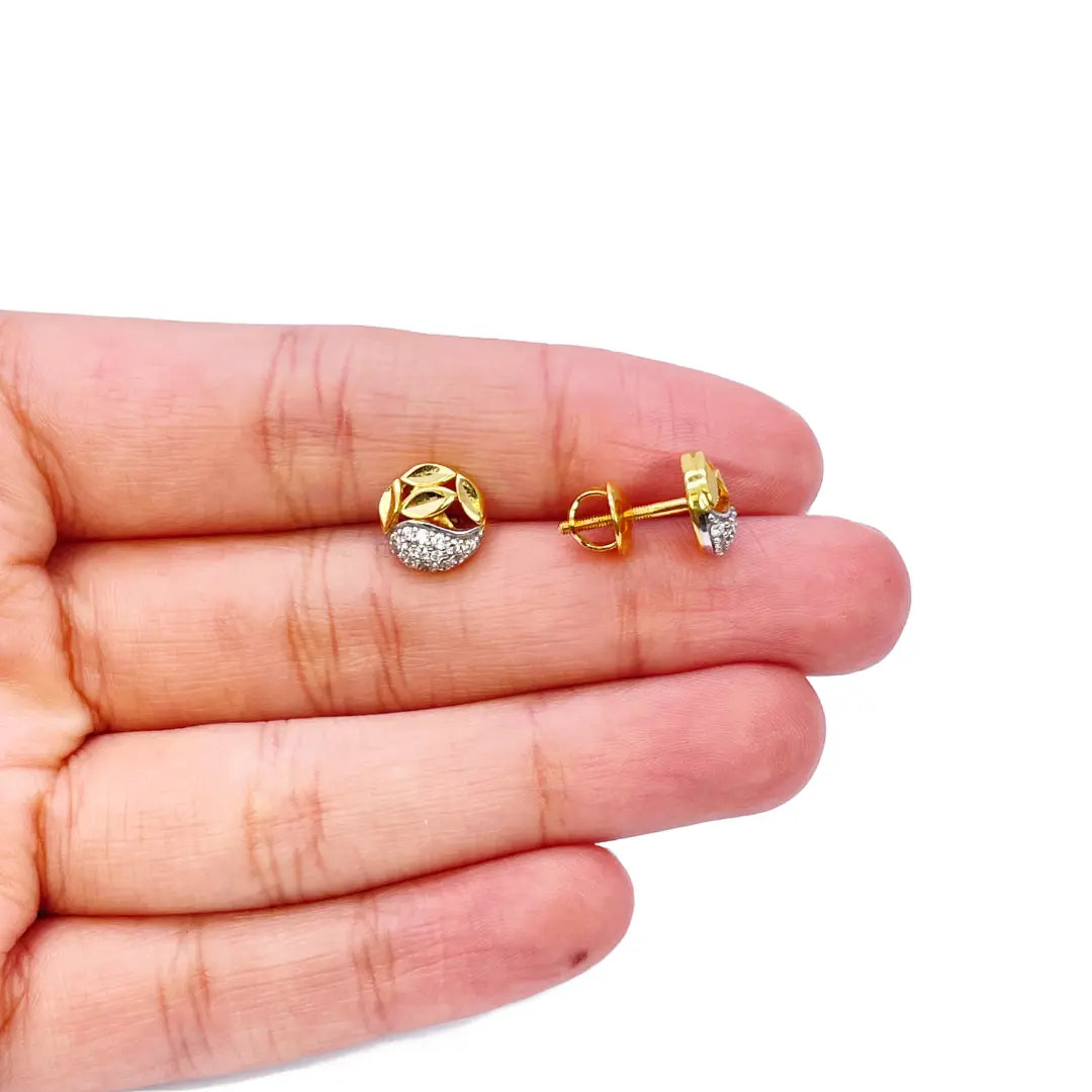 22ct Yellow Gold & Cubic Zirconia Stud Earrings, 3.0gm 