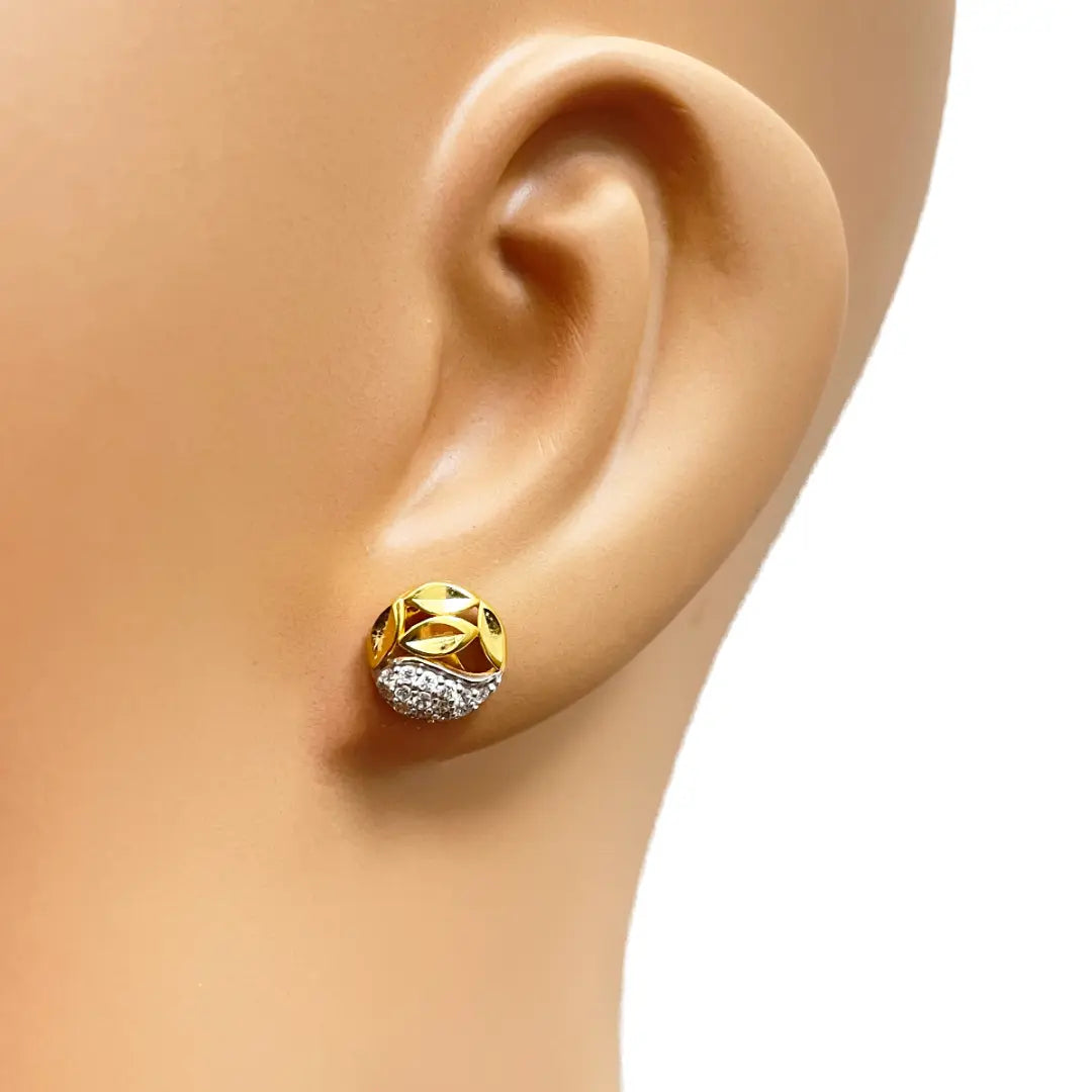 22ct Yellow Gold & Cubic Zirconia Stud Earrings, 3.0gm 