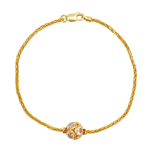 22ct Yellow Gold & Sparkly Glitter Ball Bracelet 6.5 inches 