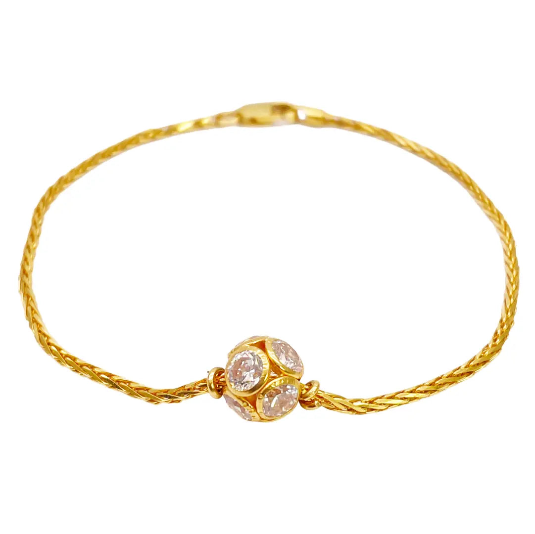 22ct Yellow Gold & Sparkly Glitter Ball Bracelet 6.5 inches 