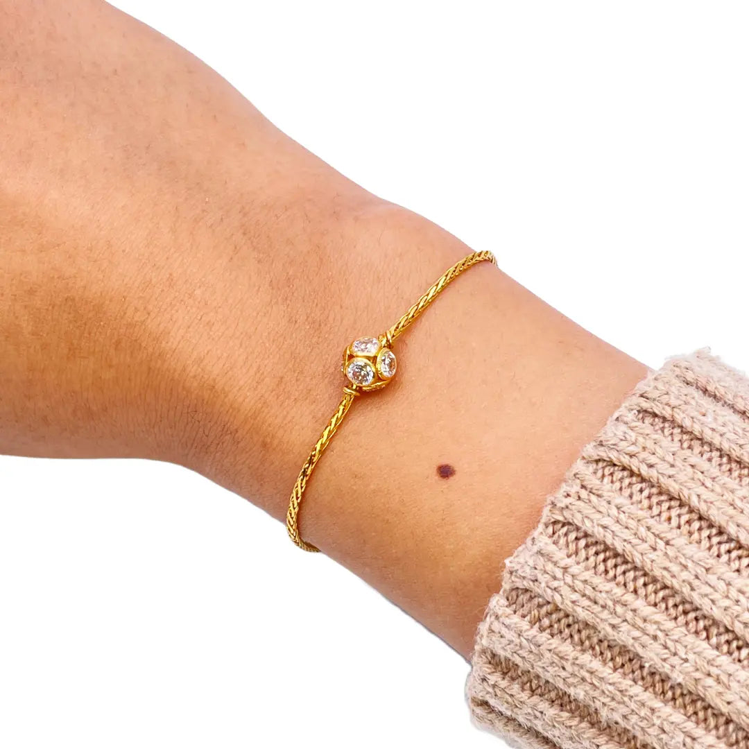 22ct Yellow Gold & Sparkly Glitter Ball Bracelet 6.5 inches 