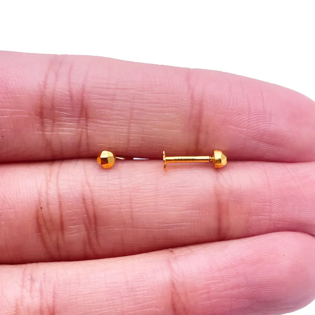 22ct Yellow Plain Gold Baby Stud earrings claw set Child Friendly 2.8 MM  Earrings