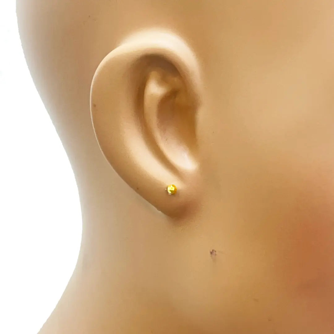 22ct Yellow Plain Gold Baby Stud earrings claw set Child Friendly 2.8 MM  Earrings