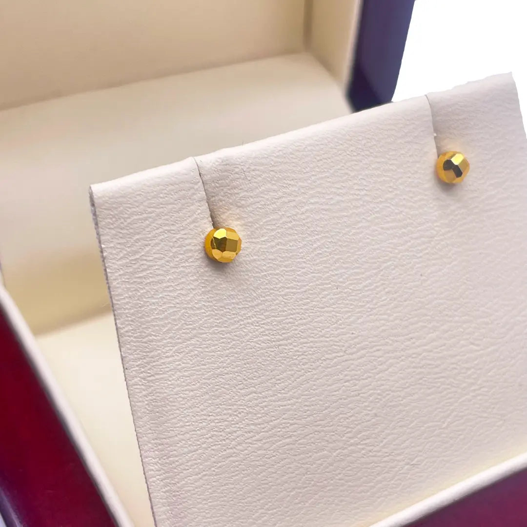 22ct Yellow Plain Gold Children's Stud Earrings Set Child Friendly 3.0mm 