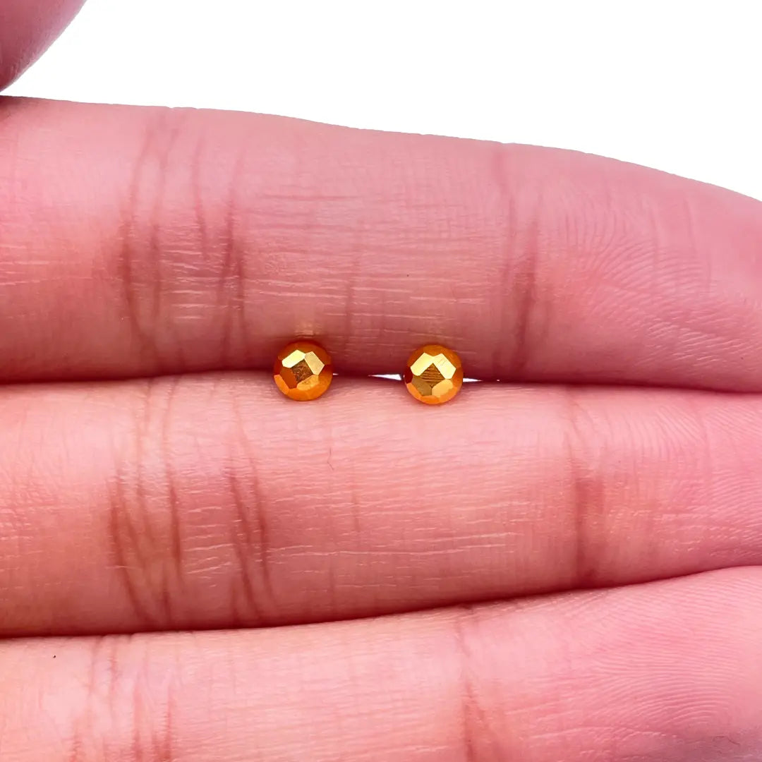 22ct Yellow Plain Gold Children's Stud Earrings Set Child Friendly 3.0mm 