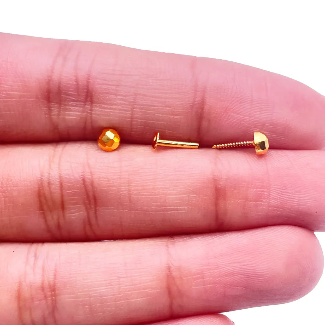 22ct Yellow Plain Gold Children's Stud Earrings Set Child Friendly 3.0mm 
