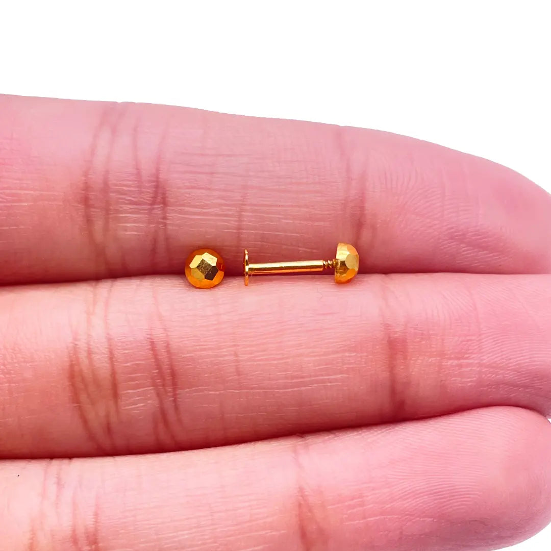 22ct Yellow Plain Gold Children's Stud Earrings Set Child Friendly 3.0mm 