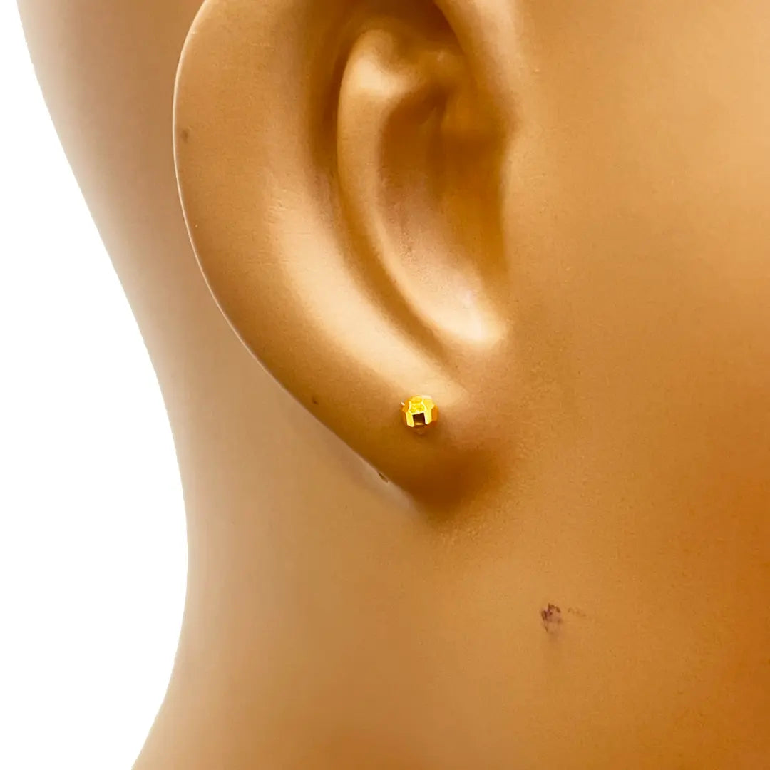 22ct Yellow Plain Gold Children's Stud Earrings Set Child Friendly 3.0mm 