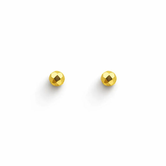 22ct Yellow Plain Gold Children's Stud Earrings Set Child Friendly 3.0mm  Children's gold earring