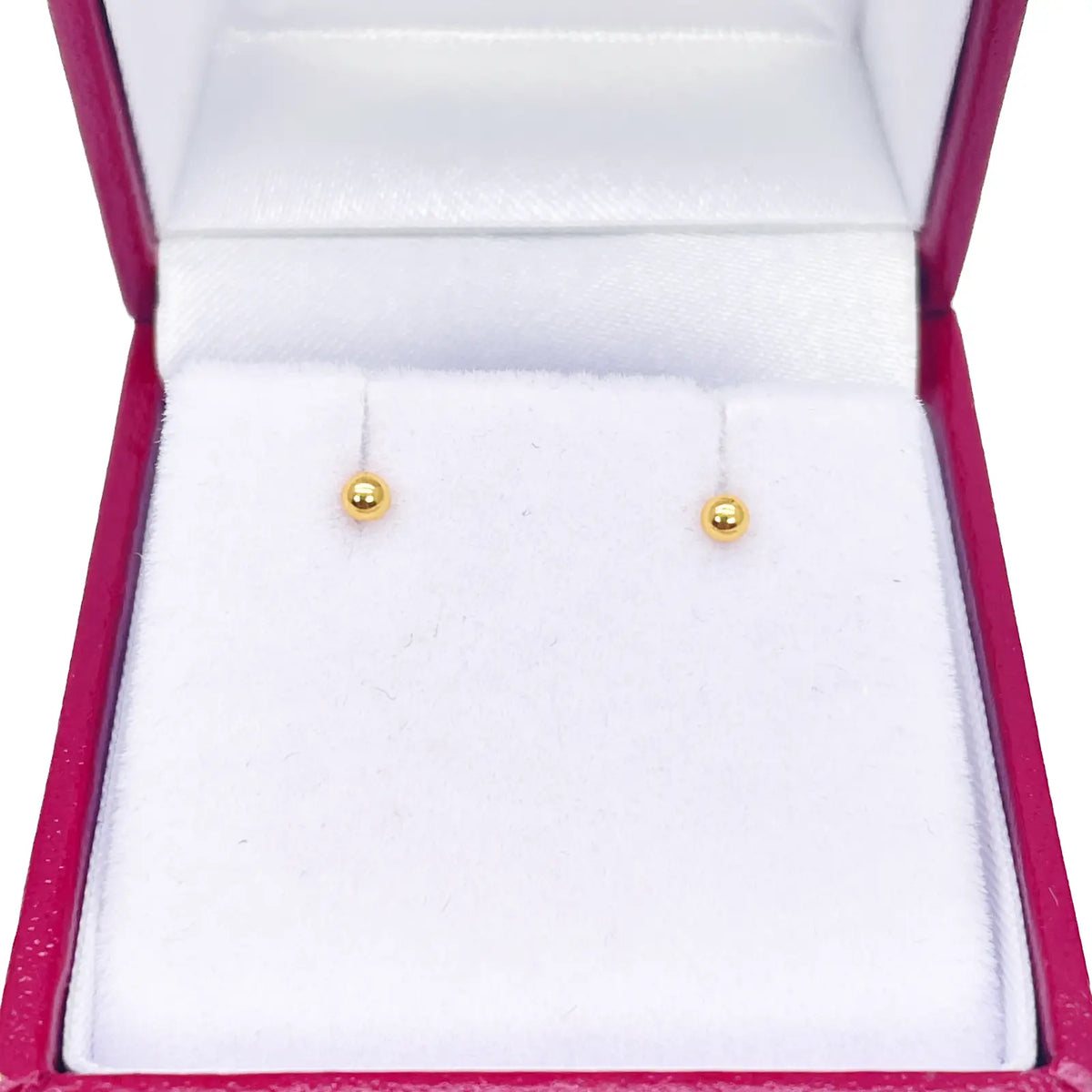 22ct Yellow Plain Gold Round Ball Children's Earrings 2.2mm 