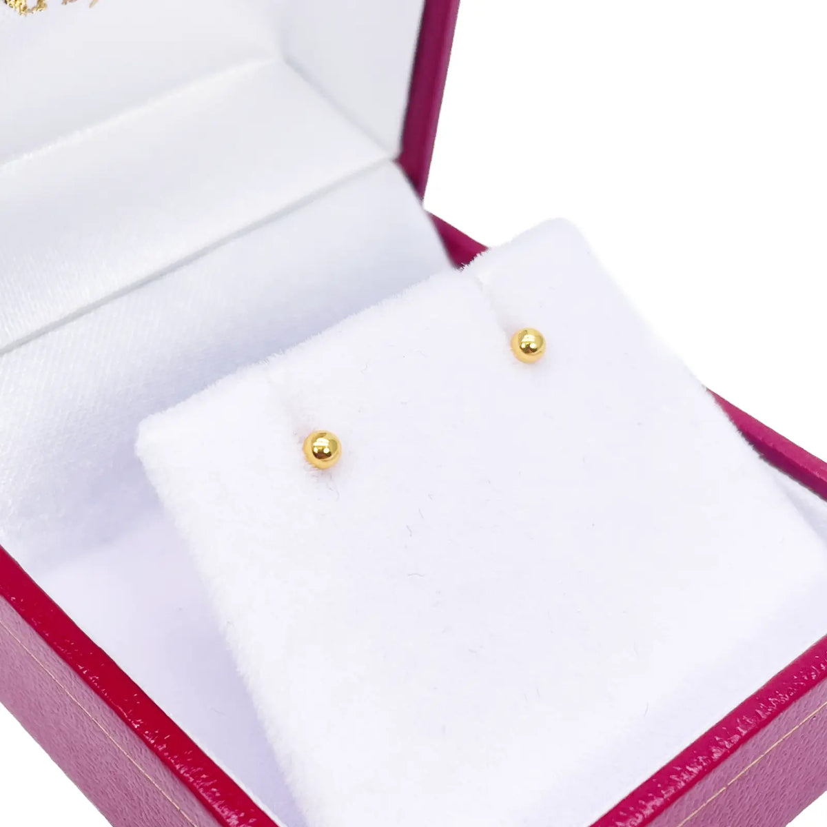 22ct Yellow Plain Gold Round Ball Children's Earrings 2.2mm 