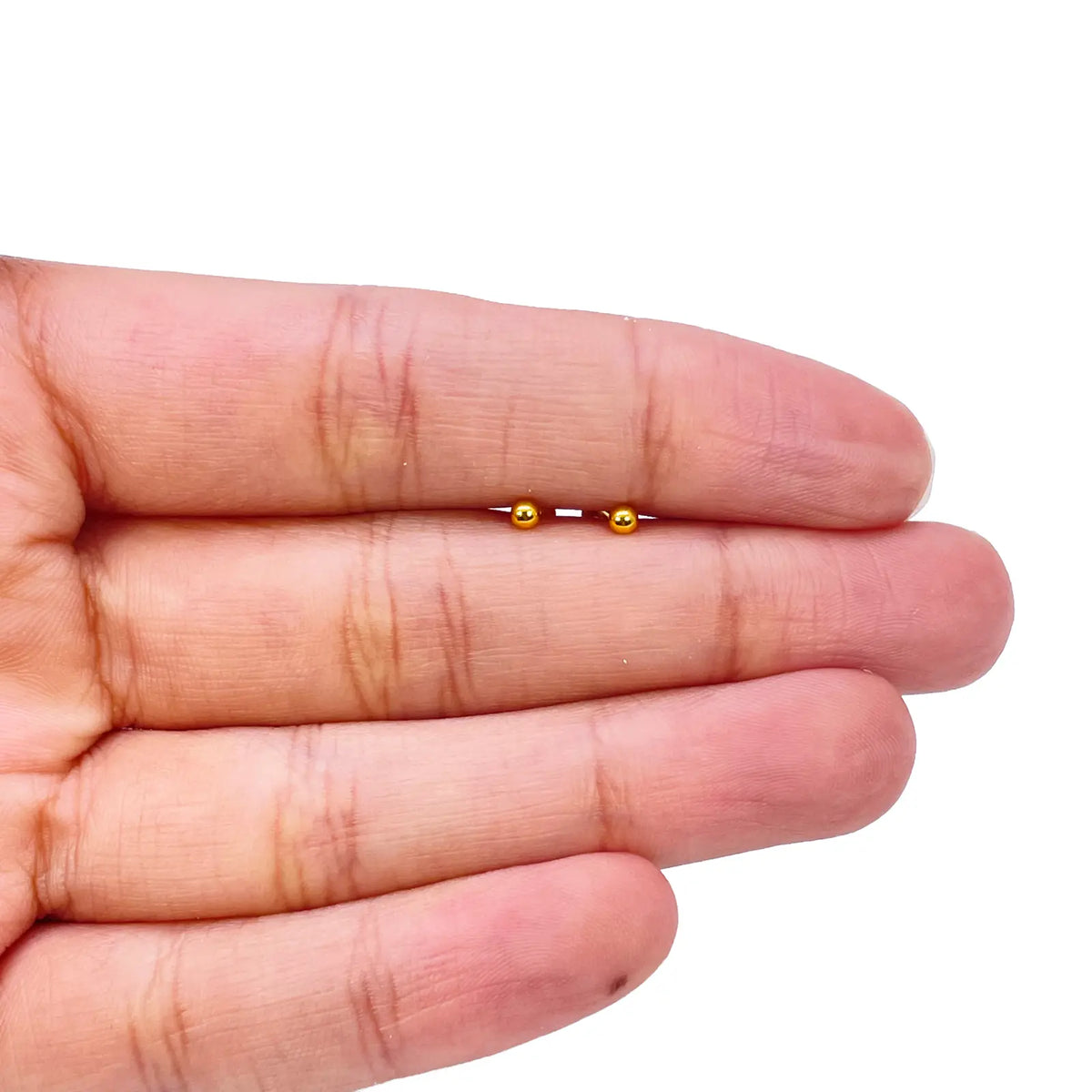 22ct Yellow Plain Gold Round Ball Children's Earrings 2.2mm 